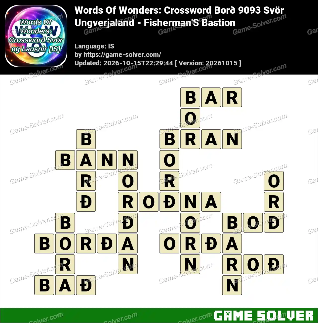 Words Of Wonders: Crossword Borð 9093 Svör – Ungverjaland – Fisherman’S Bastion